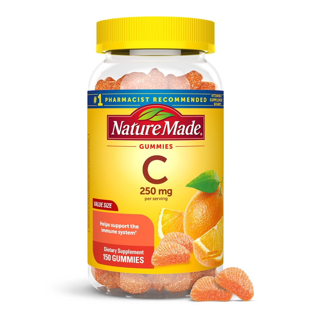 ネイチャーメイドビタミンC 250 mg/サービング、免疫サポートのためのサプリメント、大人のためのビタミンCガミー、150グミー、75日の供給