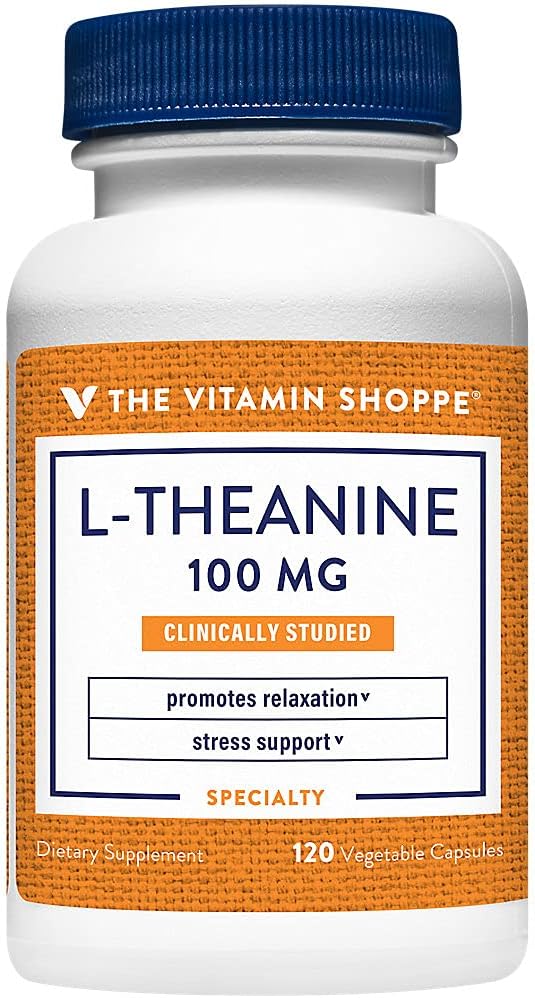 The Vitamin Shoppe L-Theanine 100MG, Clinically Studied Ingredient, Supports Relaxation & Stress (120 Capsules)