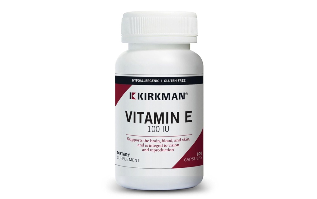 Kirkman Vitamin E 100 IU - 催眠|100 ベジタリアンカプセル ||サポート 免疫システム|グルテンフリー|カゼインフリー|大豆フリー|大豆フリー|無添加