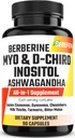 Myo-Inositol&D-Chiro Inositolカプセル with Ashwagandha, Berberine, Cinnamon, Gymnema, Chasteberry, Milk Thistle, ターメリック, ビターメロン - 90カプセル