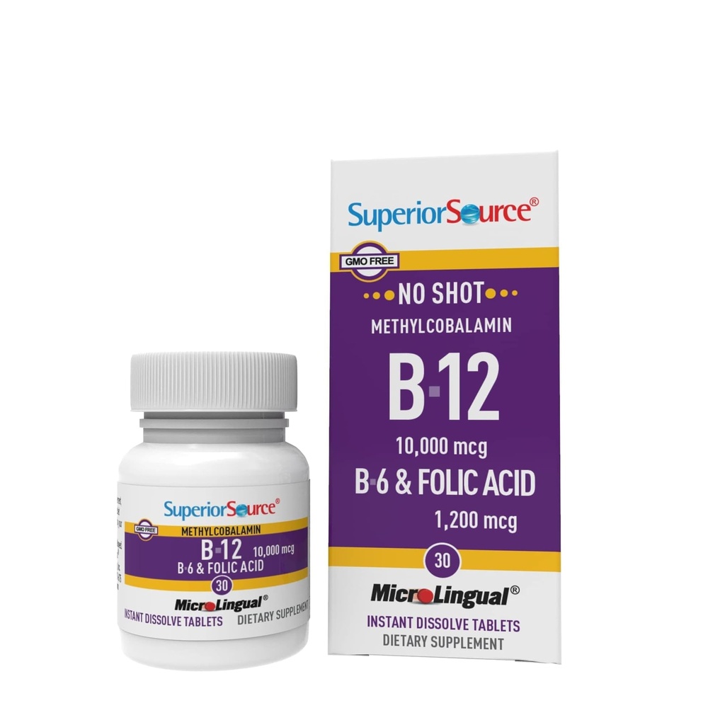 優秀な源無しショット ビタミンB-12のMethylcobalamin 10000のmcg、B-6及び葉酸1200のmcg -サポート 脳及び中心の健康-エイドの自然なエネルギー レベル- 30の副処理のタブレット