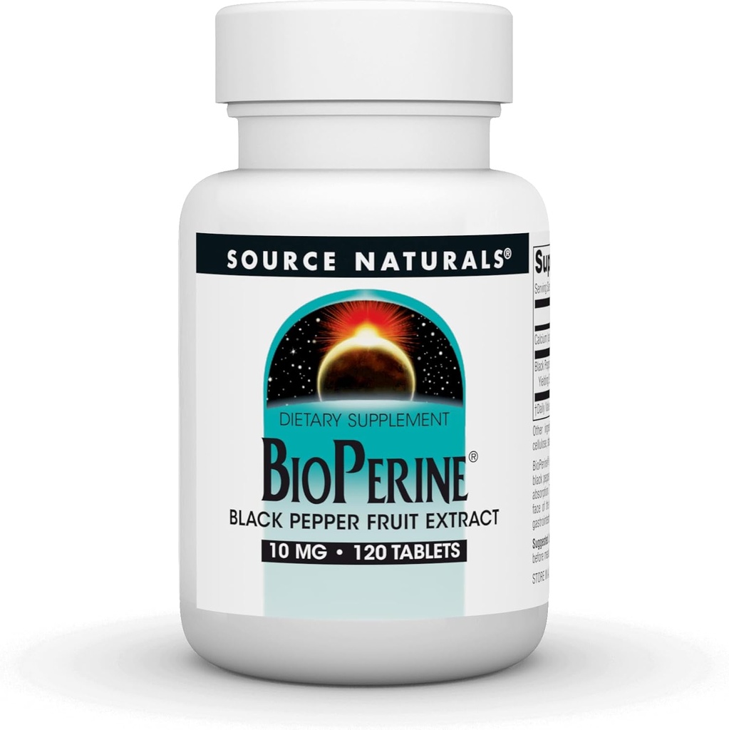 源のNaturals BioPerine -黒いペッパーのフルーツのエキスは、栄養素の吸収を促進します* 10のmg、120のタブレット
