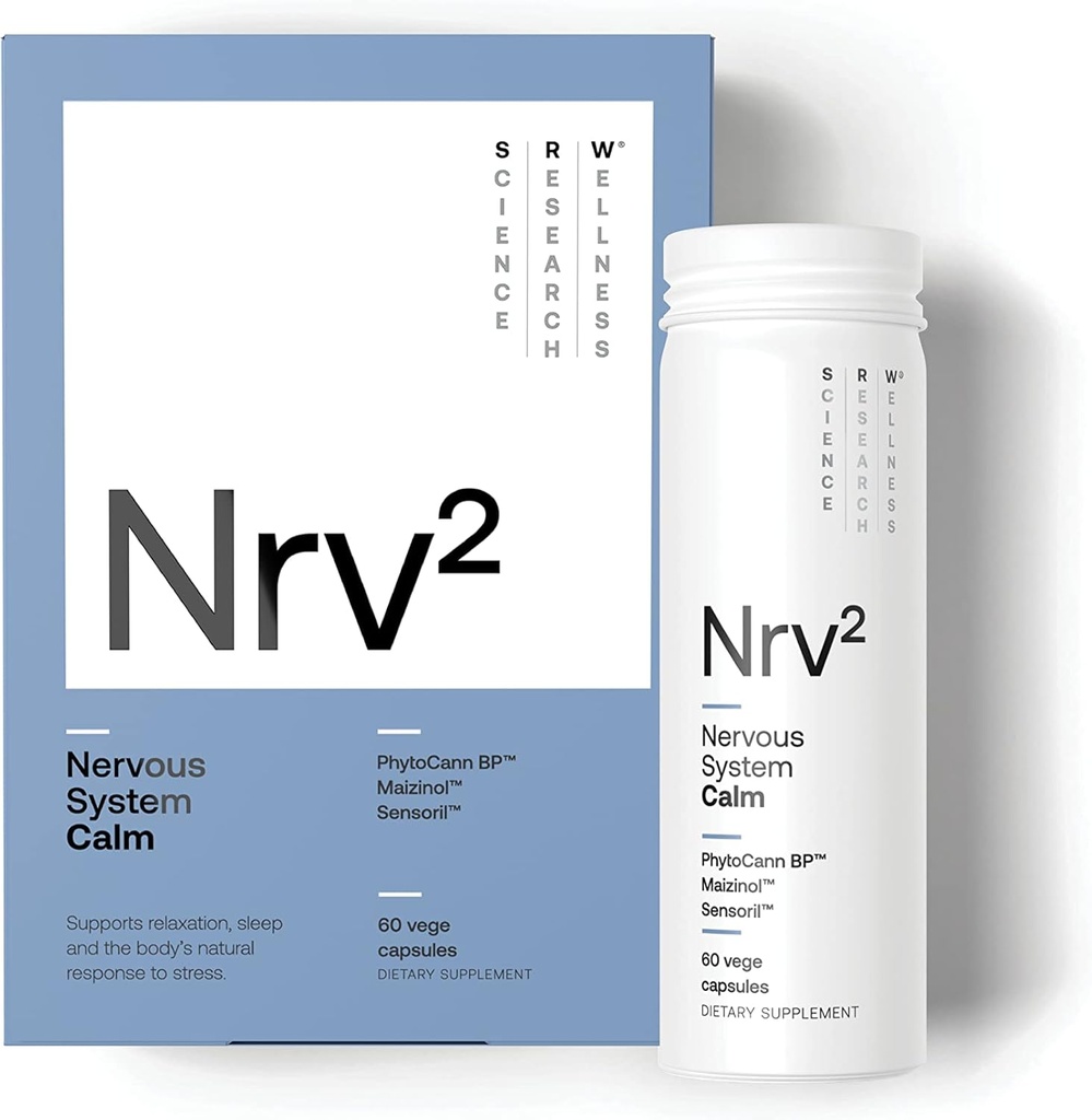 SRW Laboratories Nrv² Calm | Stress & Sleep Supplement | Stress Relief Supplement | Supports Nervous System & Stress Response, Calmness, Rest & Relaxation | 60 Capsules