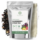 Elanen Naturalsオーガニックエルダーベリーシロップキット、最大24オンス、天然コットンブルーバッグ、USDA認定有機乾燥エルダーベリーと免疫サポートハーブ、バルクキット、4オンスが含まれています。 (113g)