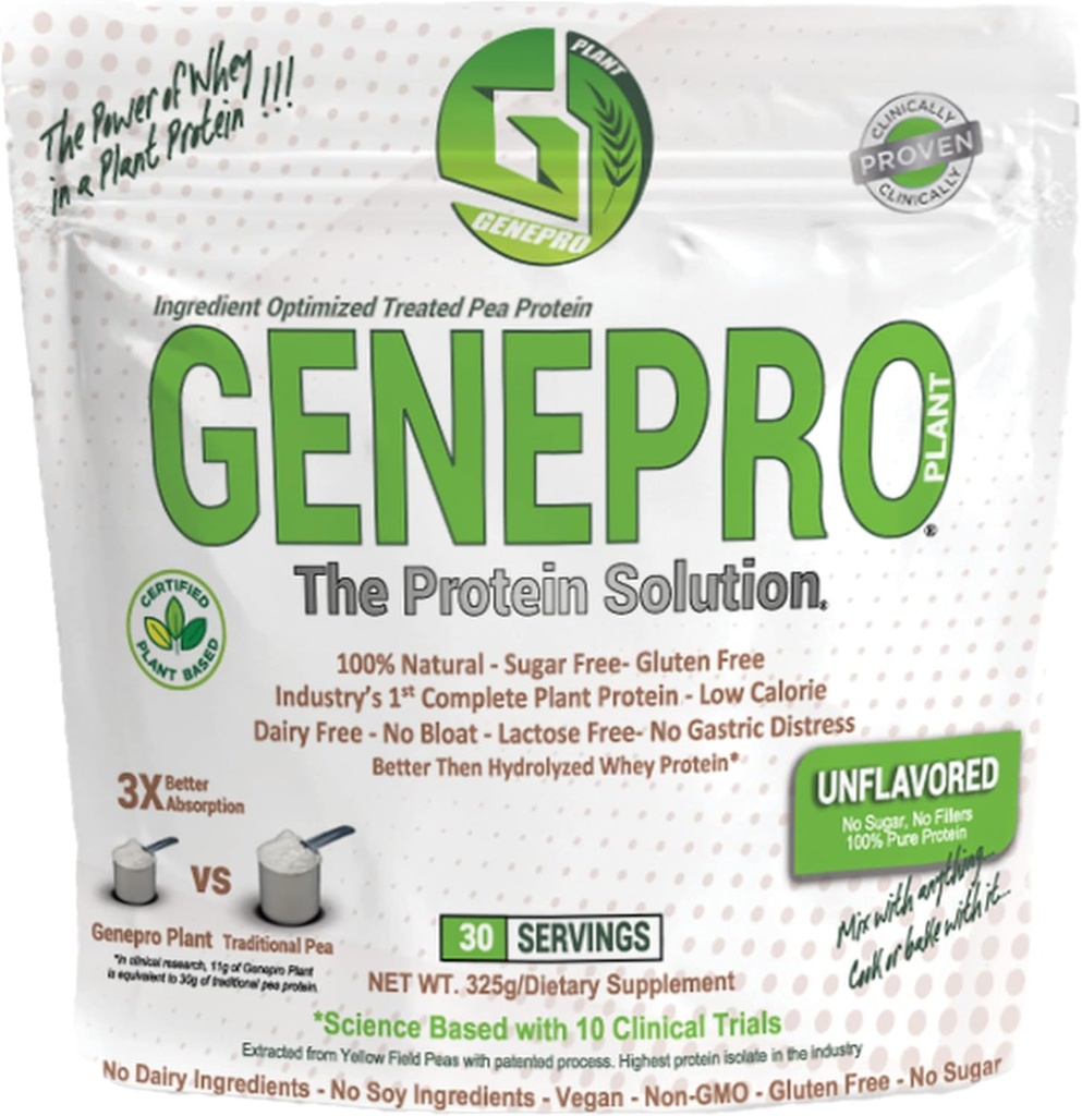 Geneproは植物によって基づく蛋白質の粉-乳糖なし、グルテンフリー及び非GMOのエンドウ豆蛋白質の補足のシェイク(30のサービング)基づかせていました