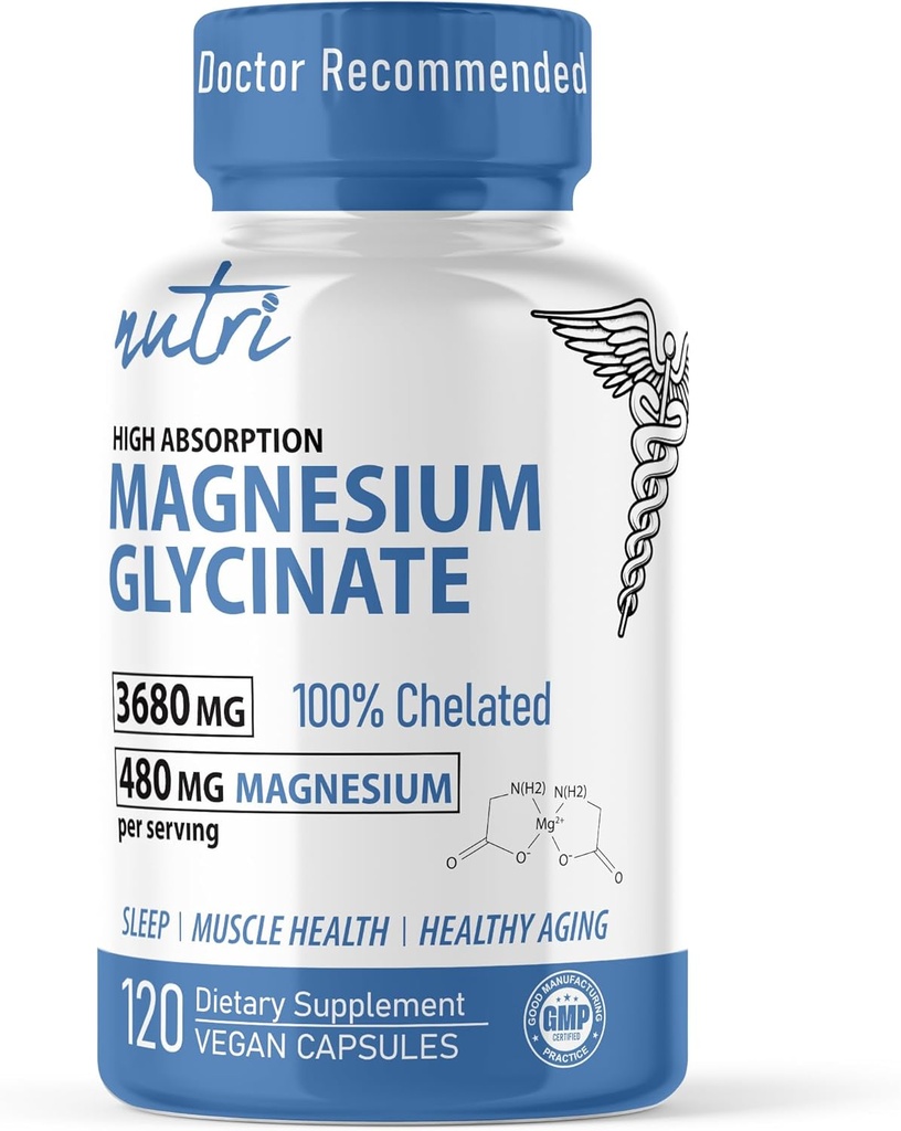 性質の融合のNutriの純粋なマグネシウムのGlycinate 3680mg - (提供して下さい480mgの元素マグネシウム)、高い吸収のために、最高の効力、120のカプセルのために非緩衝されるChelated