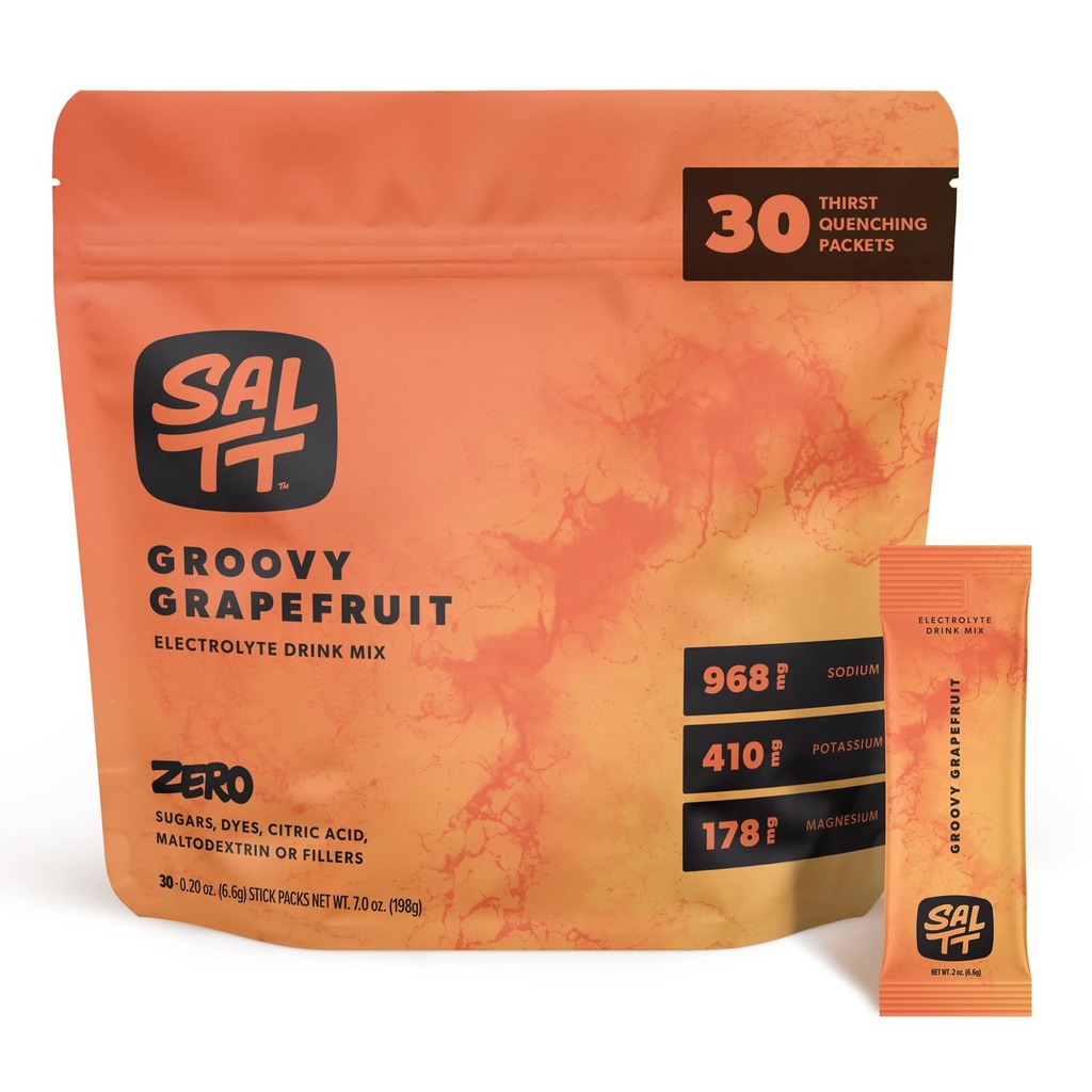 SALTT の電解物の粉によって味付けられる飲み物の組合せ- Groovy Grapefruit - 30 の水分補給のパケット-マグネシウム、カリウム、ナトリウム、跡の鉱物-ゼロ砂糖及びグルテンフリー-旅行本質