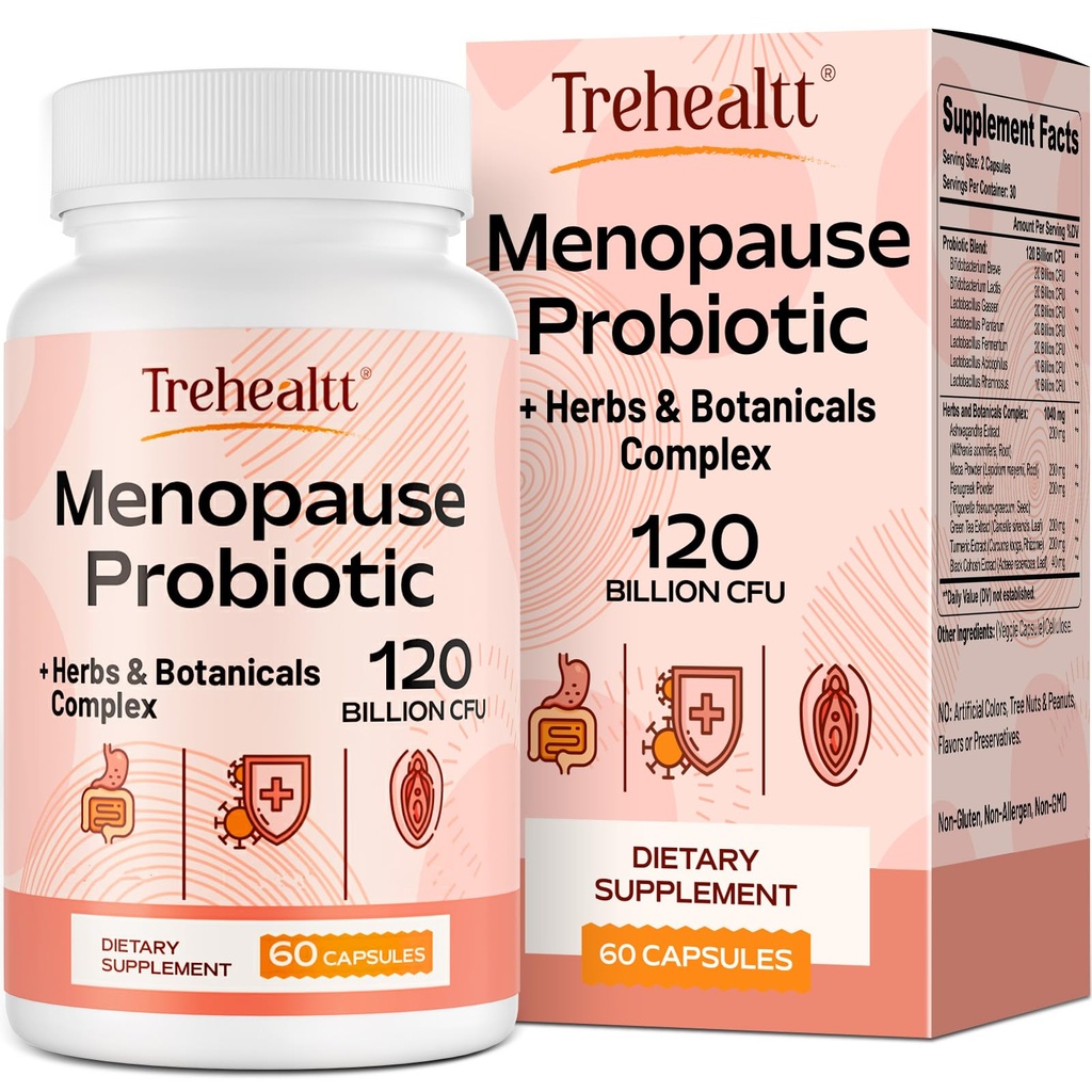 女性のための更年期のサプリメント, 120 Billion CFU Probiotic, 13-in-1ハーブ&ボタニカルコンプレックス, ホルモン更年期のために, ホットフラッシュ, 夜の汗, 気分のスイング, 睡眠障害, ビーガン, 60 カプセル