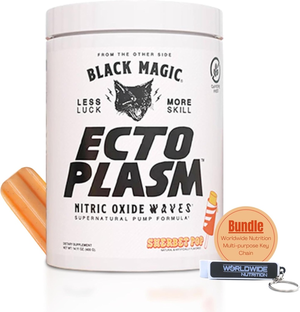 世界的な栄養の束は黒い魔法の供給のEcto血漿と互換性がある- Sherbetの破裂音の前のワークアウト- 20 Scoopsの非刺激的なポンプのプレワークアウトの粉の補足を複数のPurposeのKeychainと作ります