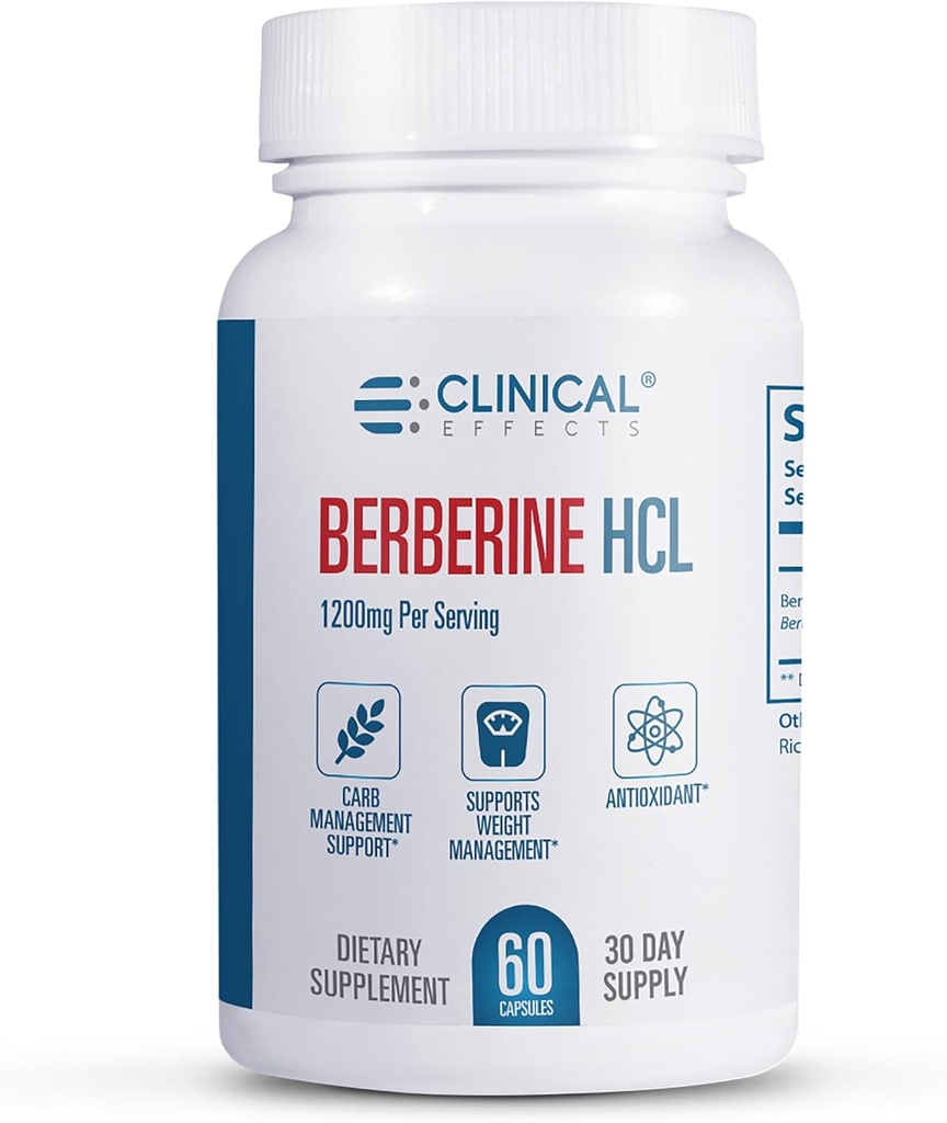 臨床効果 Berberine HCL - 純粋な Berberine 1200mg - 肝臓サポート - ビーガンサプリメント - 60 Veggie カプセル - 米国製