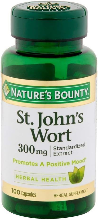 Nature's Bounty St. John's Wort Pills and Herbal Health Supplementは、陽性気分、300 mgカプセル、100カウント、2のパックを促進します