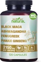 なぜ自然ではない 4-in-1 有機ブラックマカルート, アシュワガンダ, Fenugreek, Panax Ginsengカプセル, 男性と女性のためのサプリメント