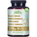 なぜ自然ではない 4-in-1 有機ブラックマカルート, アシュワガンダ, Fenugreek, Panax Ginsengカプセル, 男性と女性のためのサプリメント