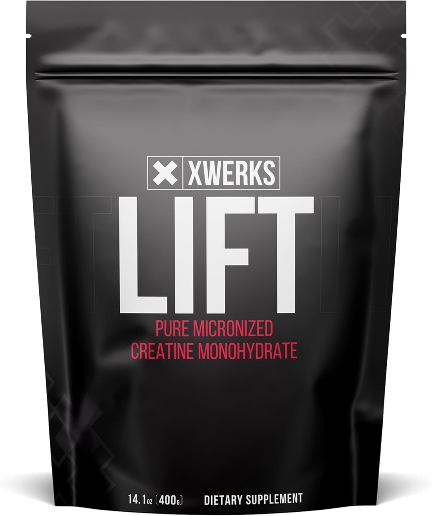 Xwerks リフト Micronized クレアチン Monohydrate パウダー、Unflavored、80 サービング、100% 純粋な自然 5000 mg クレアチンフォーミュラ、高溶性の質量ゲインガーサプリメント、筋肉成長回復のためのプレワークアウト