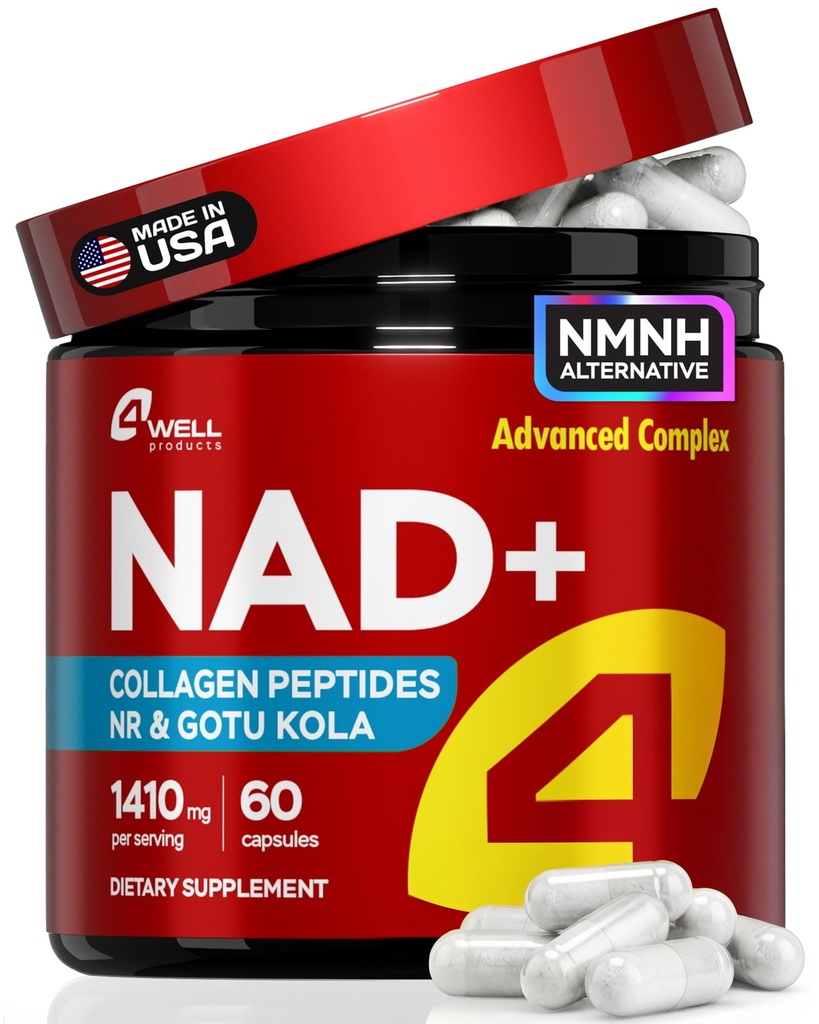 NADプラスサプリメント1400mg - NMNHサプリメント代替サポートニコチンアミドリボシドとGotu Kola、コラージュ - 強力なNAD + エネルギー、皮及び認知、60の帽子のための方式