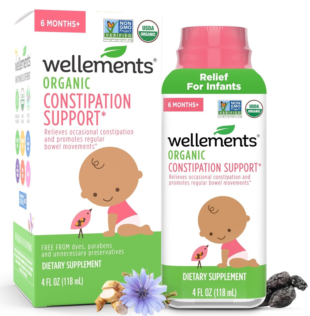 6ヶ月以上の赤ちゃんとトドル(4 Fl Oz)のための健康食品有機便秘サポート  USDA認定&無害の便秘救済*ディスペンサーと無有害乳剤