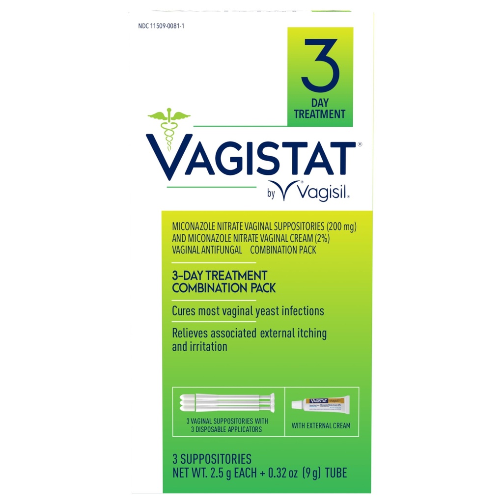 Vagisil Vagistat女性のための3日のイースト感染症の処置は、外的なかゆみおよび苛立ちを取り除きます - 2%外的なMiconazole Nitrateのクリーム、3つの使い捨て可能なSuppositories及びアプリケーター(パッケージ1)