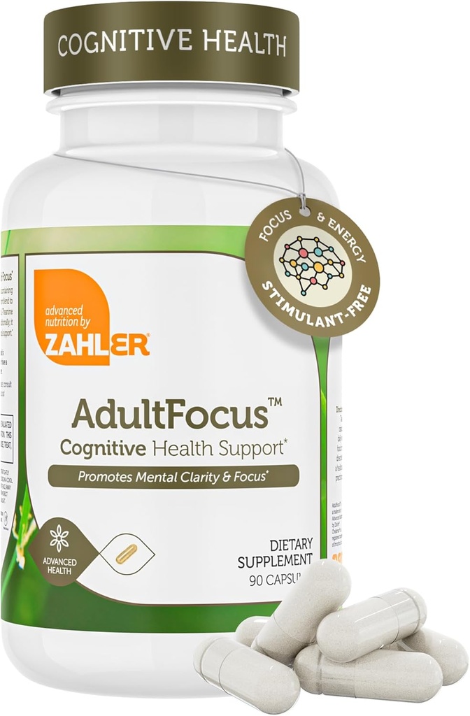 Zahler AdultFocus、焦点および集中、証明されたコーシャ、60のカプセルを支える高度の方式