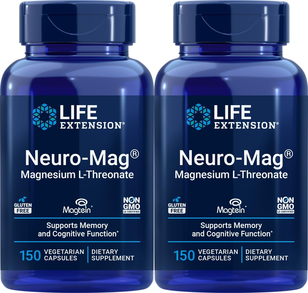 ライフエクステンション Neuro-Mag 150 ベジタリアンカプセル(パッケージ 2)、マグネシウムL-Threonate、Magteinサプリメント