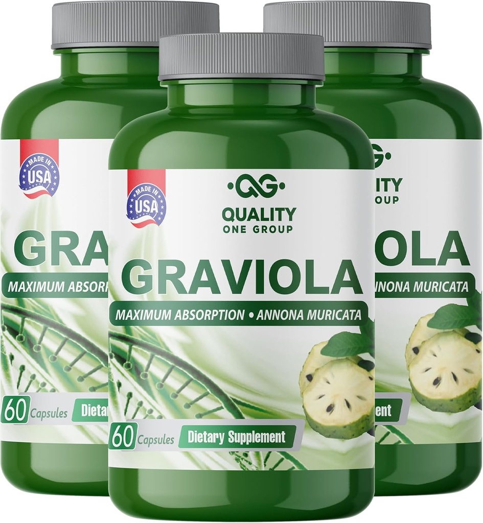 GRAVIOLA MAX - Pure Graviola Extract Supplement - Soursop (Annona muricata) -Immune System Booster & Antioxidants in Each Capsule of Pure Graviola (3 Units)