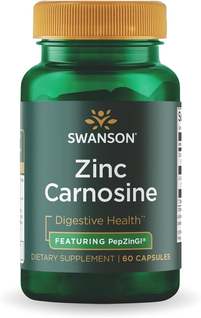 スワンソン超亜鉛カルノシン(PepZinGI) - 60カプセル - 胃の健康、消化器サポート、および胃微生物バランスのための自然な補足