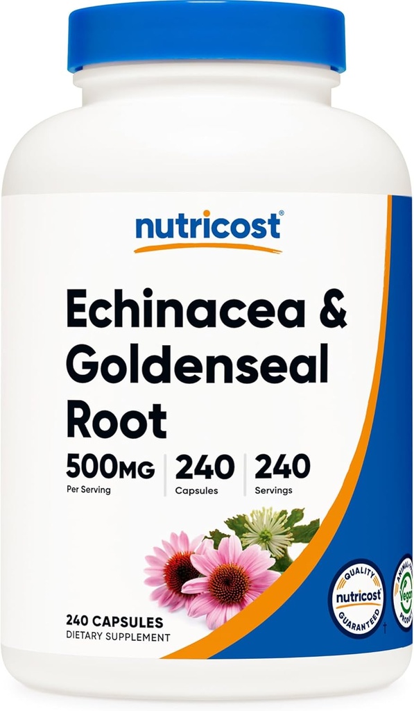 Nutricost Echinacea&Goldenseal Root、500mg、240カプセル - ベジタリアンキャップ、非GMO、グルテンフリー