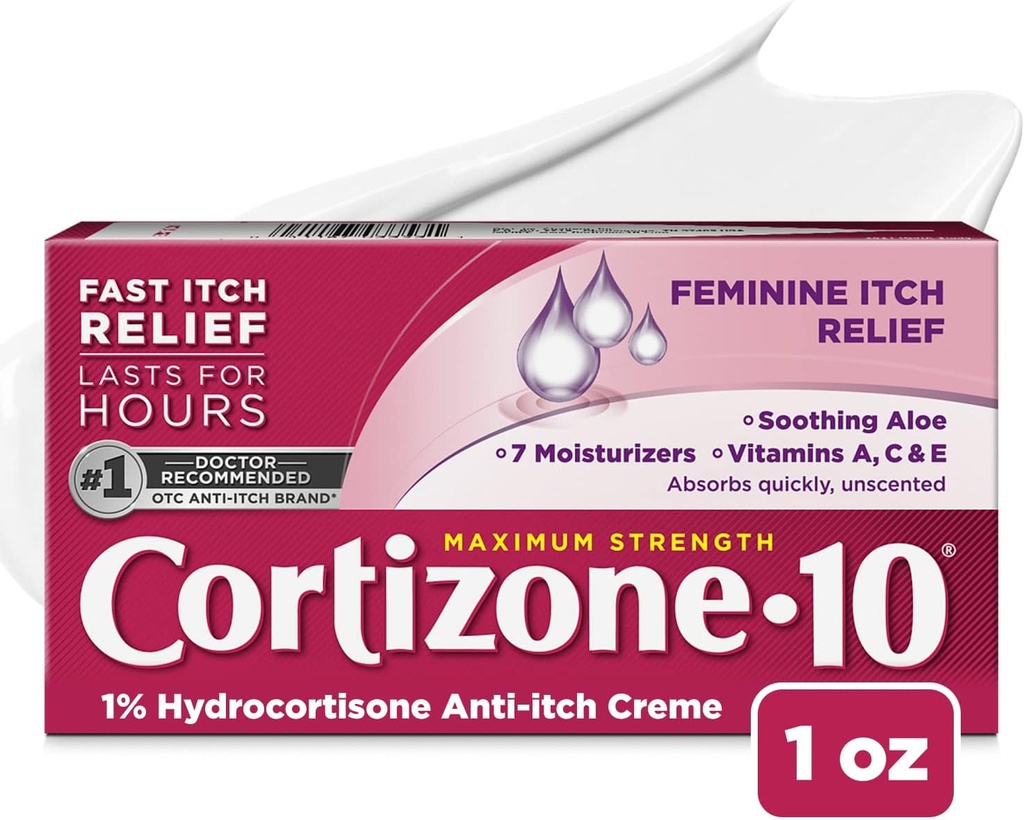 Cortizone 10の最高の強さのフェミニン クリーム、1%のハイドロコーチゾン、1つのoz。