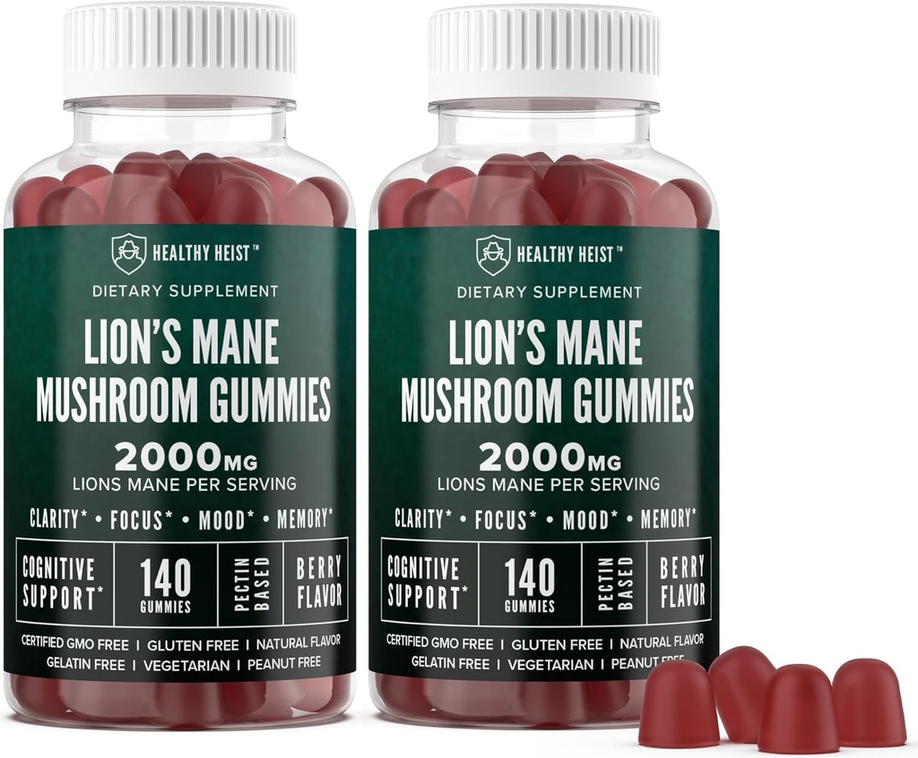 ライオンズのマネのマッシュルームは大人のための、280の計算のバルク ライオンのマネのChewables、高い効力10:1の有機性エキスの量2000mgに、補足は精神、焦点、気分および頭脳の霧、2のパックを支えます