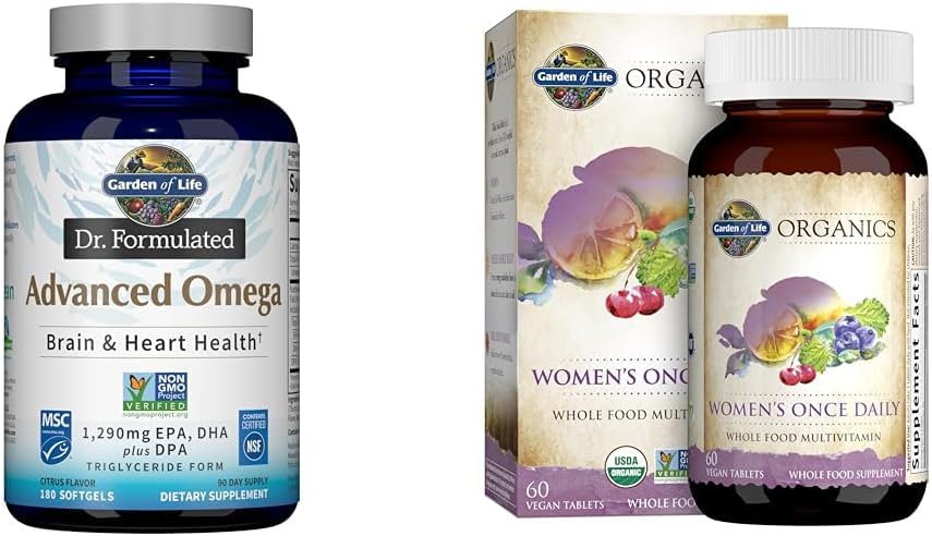 生命の庭 Omega-3 の魚油 1,290mg EPA+DHA+DPA 180 の柔らかさ及び一度女性 60 のタブレットのための毎日の有機性の全食糧 Multivitamin を乾燥して下さい