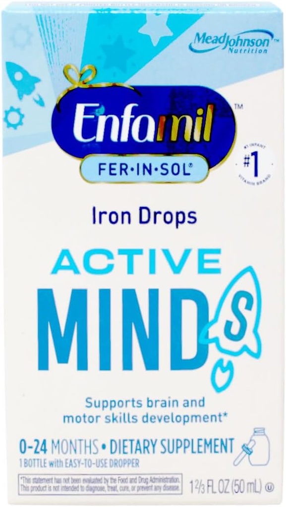Enfamilのフェルイン ソルの鉄の補足はインフント及びトドルのために低下します、15のmg、1.76のflのoz (50のml)