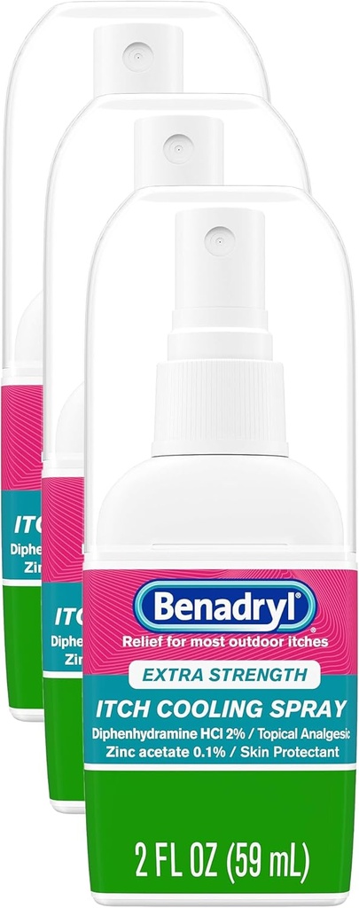 Benadryl の余分強さの反イッチのスプレー、冷却の Topical の分析、旅行サイズ、2 の fl。 oz (パッキング 3)