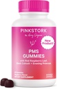 Pink Stork PMS Support Gummies for Women - Red Raspberry Leaf, Black Cohosh, Evening Primrose Oil - Bloating, Cravings, Skin, Mood - Hormonal Cycle Support - 60 Berry Gummies - Vegan, Plant-Based