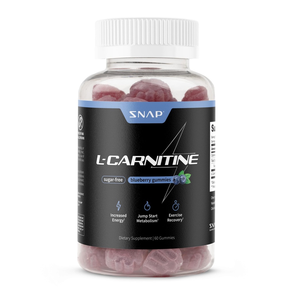 砂糖の自由な L カルニチン 500mg のギーミー-自然な前ワークアウト L カルニチンの補足-高められたエネルギー、より速い回復、ブーストの代謝、女性及び人のための前ワークアウト、ブルーベリーの味(60 のグミー)