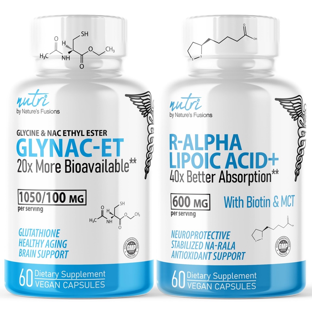 Nature's Fusions GlyNAC-ET(60カプセル) - Rアルファリポ酸600mg(60カプセル) - アンチエイジングバンドル