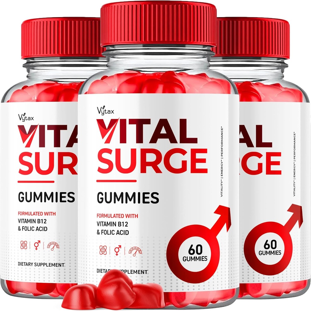(3 Pack) Vital Surge Gummies, Vital Vita Surge Advanced Extra Strength Formula 1000MG Vigor Pump Men's Vitamin Supplement - Vitalsurge Vitasurge All Natural Ingredients Delicious Chews (180 Gummies)