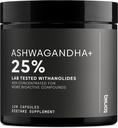 Toniiq Ashwagandha – 40:1 Concentrated Extract – 25% Withanolides – Wild Harvested in India – Highly Bioavailable with Black Pepper – Third-Party Tested – 120 Capsules - 1,300mg per Serving