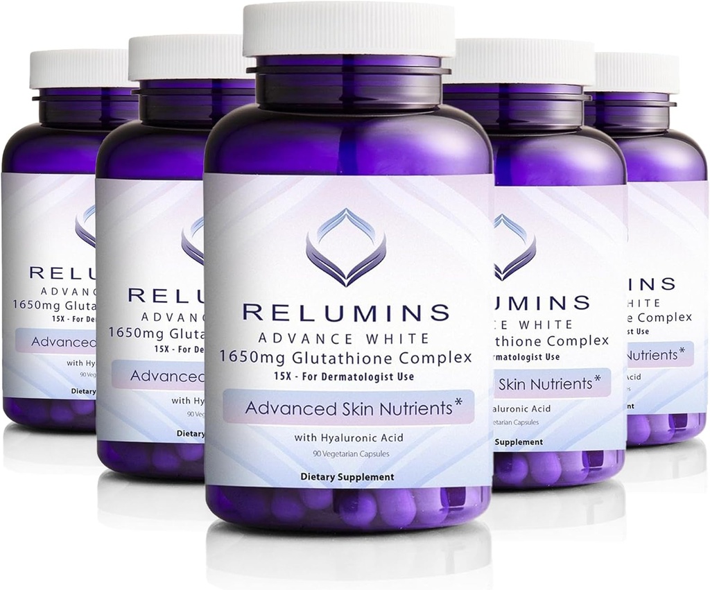 Relumins 1650mgのHyaluronic酸、アルファLipoicの酸、ローズのHIPS、ビタミンE及びRiboflavinの酸化防止サポート、米国でなされる皮の水和及び健康– 90のカプセルx 5のびん