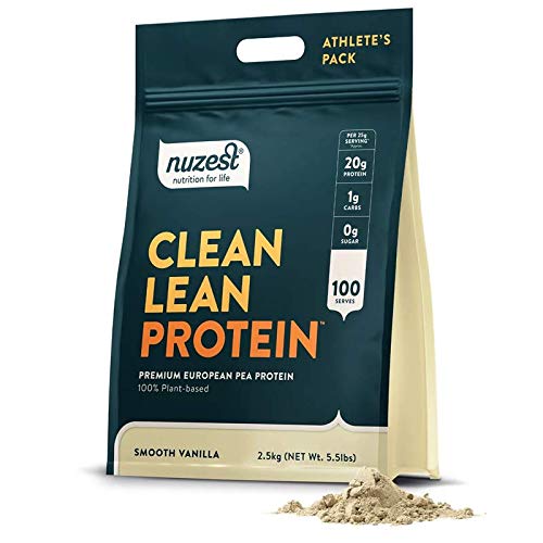 Nuzest - エンドウ豆プロテインパウダー - きれいなリーンプロテイン、プレミアムビーガン植物ベースのプロテインパウダー、乳製品無料、GMOフリー、タンパク質シェイク、スムースバニラ、100サービング、5.5ポンド
