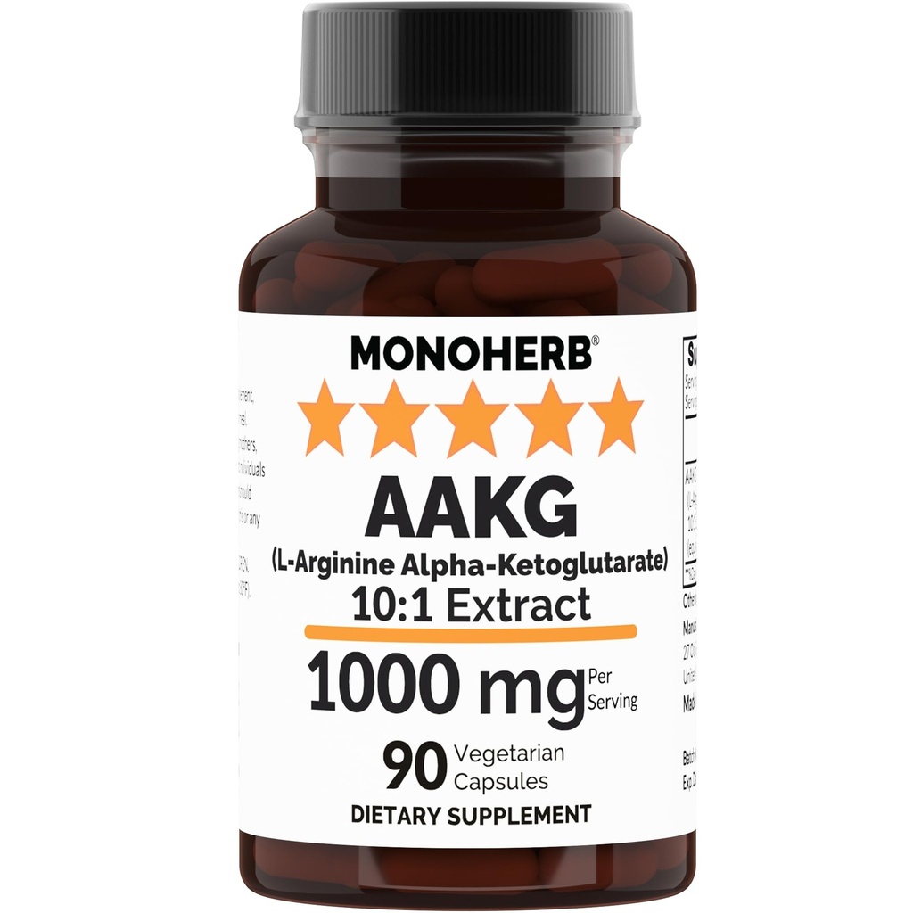 MONOHERB AAKG - L-アルギニンアルファケトグルタレート - 1000mg - 90ベジタリアンカプセル