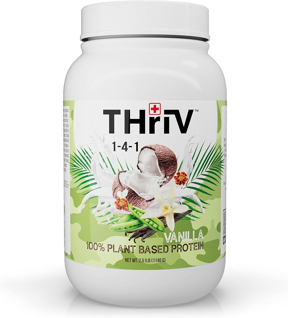 Thriv THriV栄養 - 有機植物ベースのタンパク質粉末、チョコレートまたはバニラ、ビーガン、グルテンフリー、非GMO、乳製品無料、(2.5lb / 1、140g)パウダー(バニラ)