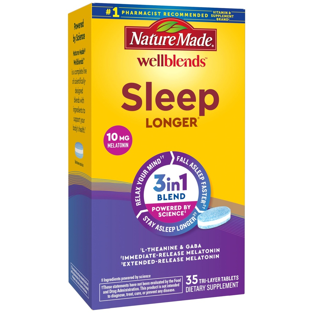 Nature Made Wellblends Sleep Longer、Melatonin 10mg、L theanine 100mg、およびGABA 100mgの睡眠の補足、35の三層のタブレット