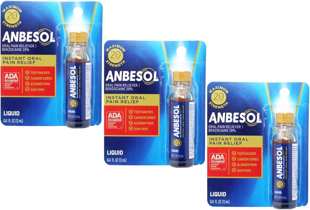 Anbesolの最高の強さの液体、0.41液体のOunce (3)のパック