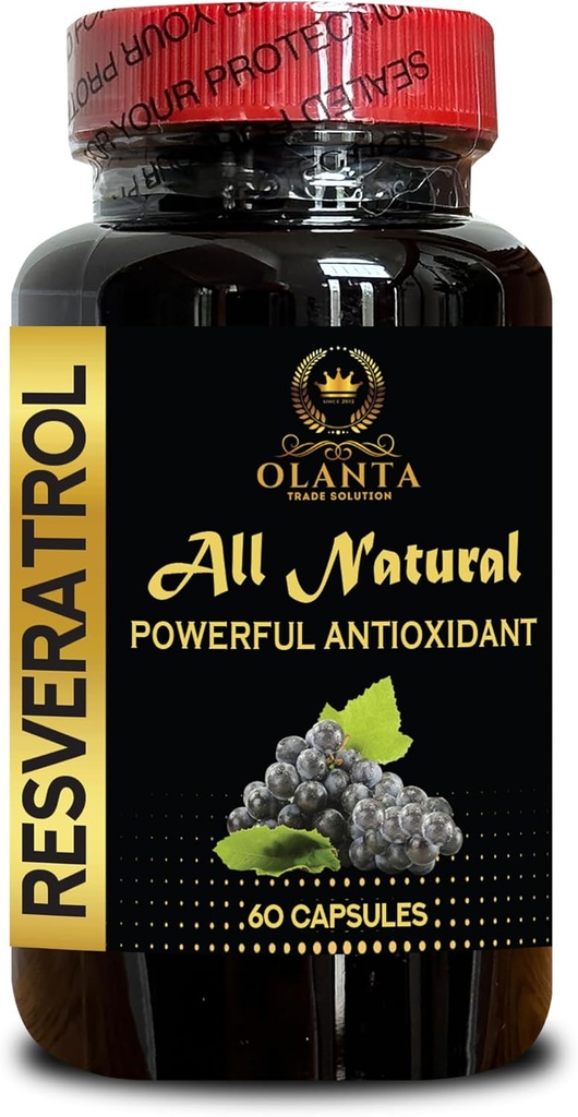 RESVERATROL Extract - Pure resveratrol antioxidant Supplement, resveratrol Supplement for Menopause, Trans resveratrol Powder Organic - 1 Bottle 60 Capsules