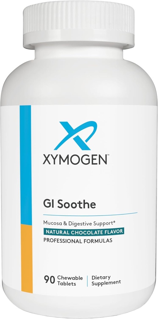 XYMOGEN Gut Health Supplements - GI Soothe Chocolate - Slippery Elm Bark, Licorice Root Extract & Marshmallow Root - Promote GI Lining Health, Mild Bloating Relief & Digestive Comfort (90 Tablets)