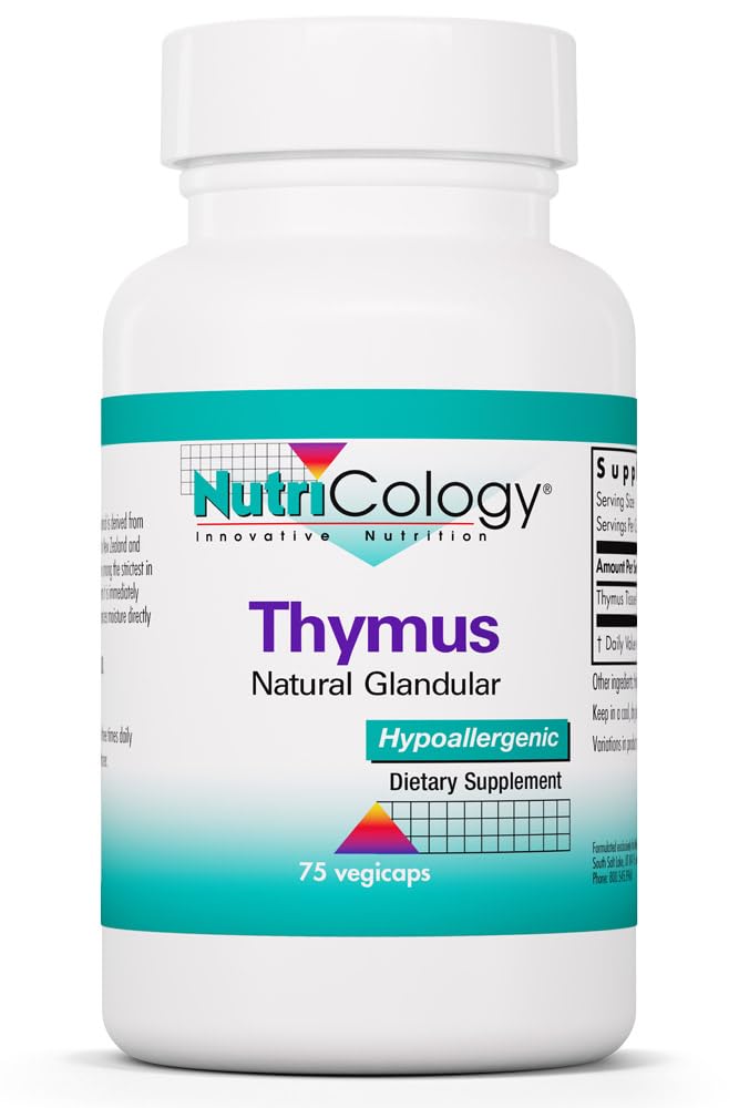 Nutricology Thymus の補足 - Thymus Tissue、Glandular のエキス、1000mg 未加工 Thymus Glandular、Ovine、凍結乾燥させた、hypoallergenic - 75 の計算