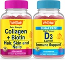 WellYeah Collagen+Biotin +ビタミンD3 5,000 IUシュガーフリー、グミーズバンドル - 偉大なテイスティング、ビタミンサプリメント、グルテンフリー、GMOフリー、Chewable Gummy