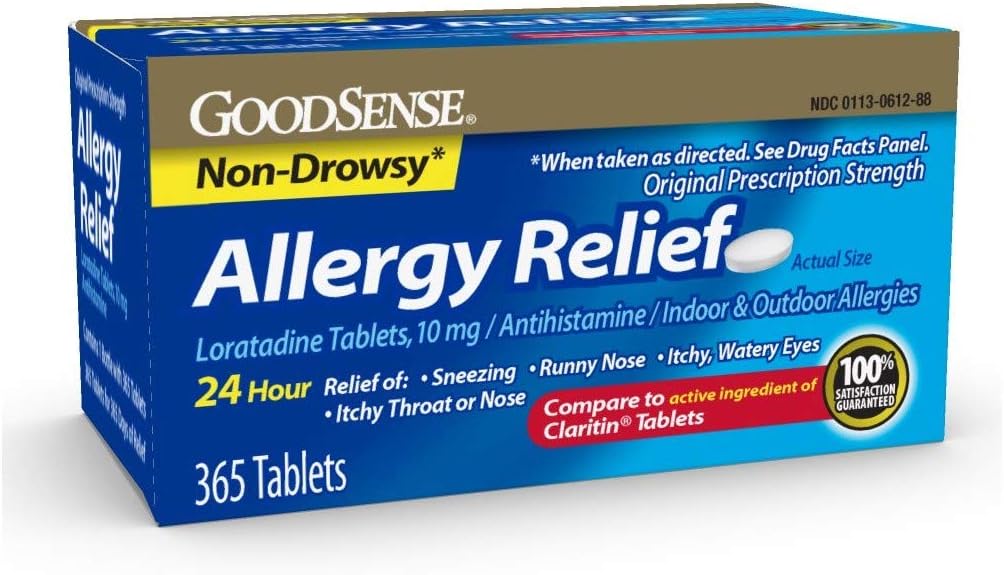 グッドセンスアレルギー救済Loratadine 10 Mg 24 Hr錠、ブルー、365カウント(12パック)