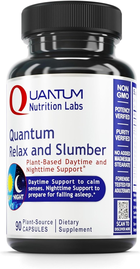 Quantum Nutrition Labs Quantumはリラックスして眠る - マグネシウムマレートとL-テアニン、レモンバームと天然カルムコンプレックス&女性&男性のためのValeリアンルート - 90カプセル