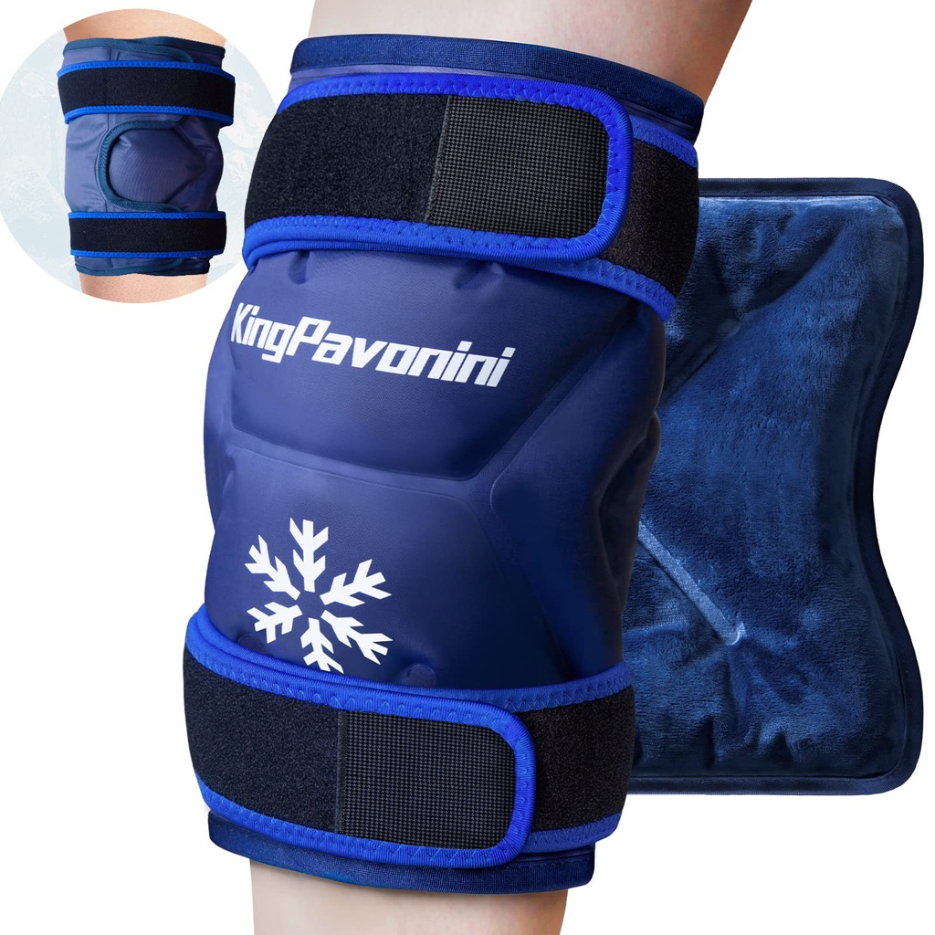 KingPavonini XXL Kneeアイスパックは、手術後の膝の周りにラップ、怪我、痛みの軽減、腫れ、スポーツ傷害、1パック(ブルー)