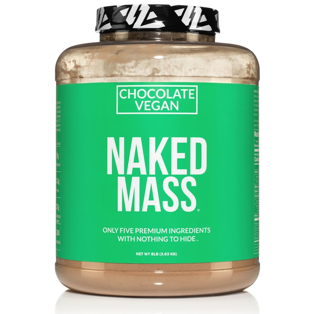 NAKEDビーガンマス - チョコレートビーガン重量ゲイン - 1,280カロリー、非GMO、大豆&グルテンフリー、人工成分なし - 8LBバルク - 11サービング
